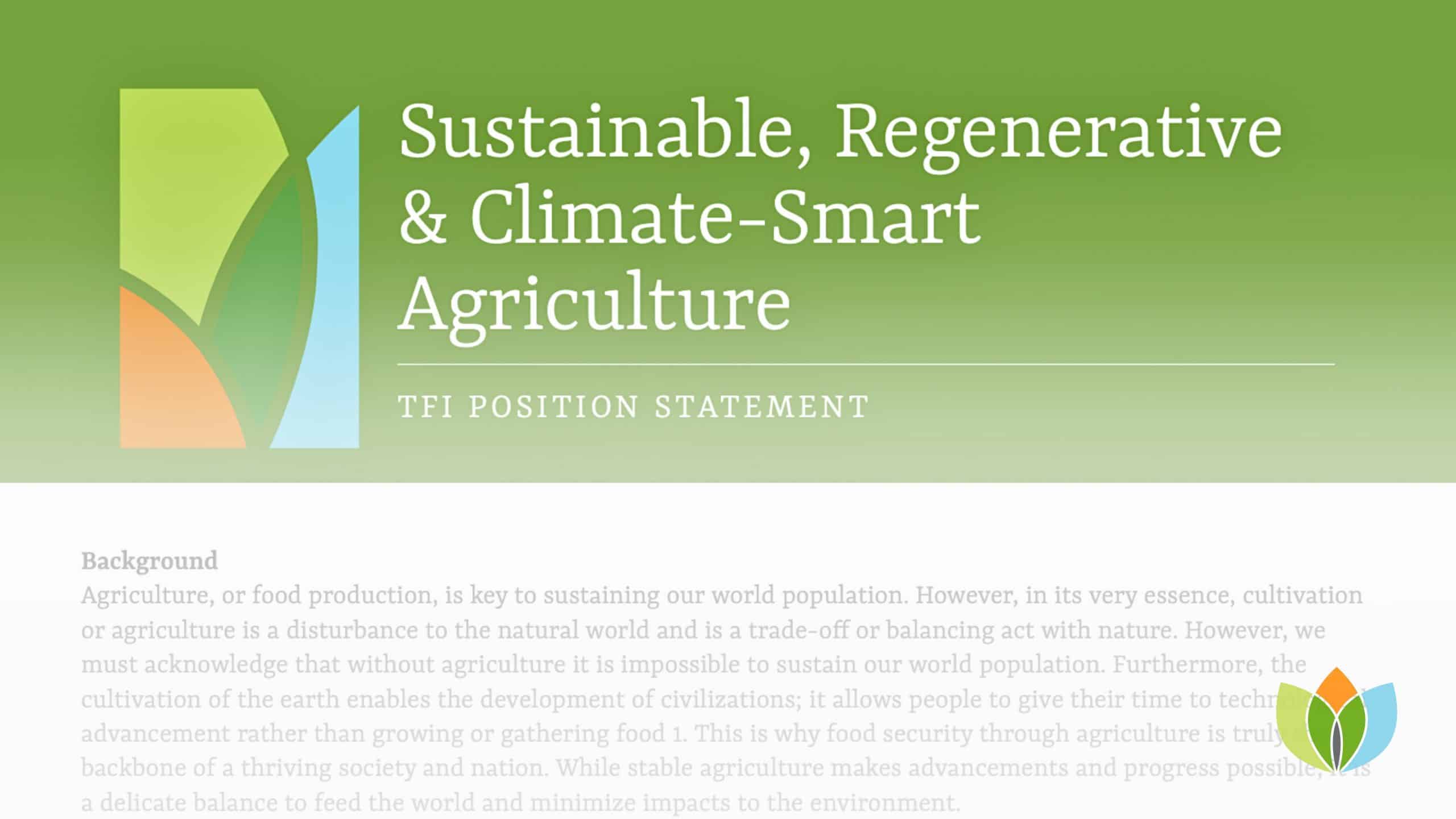 Statement on Sustainable, Regenerative and Climate Smart Agriculture