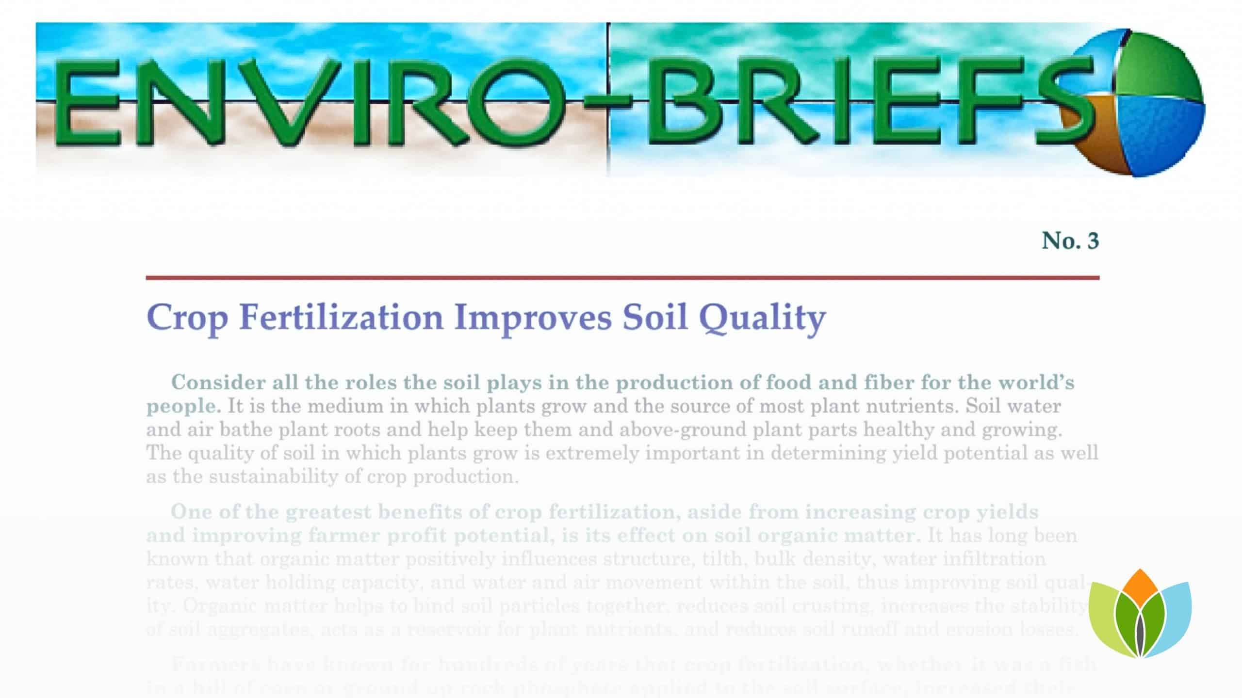 Crop Fertilization Improves Soil Quality